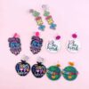Wholesale Frosted Acrylic Printed Earrings