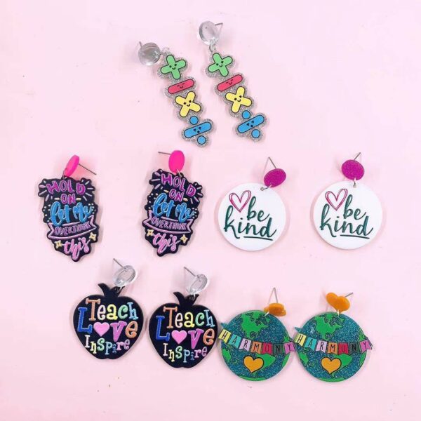 Wholesale Frosted Acrylic Printed Earrings