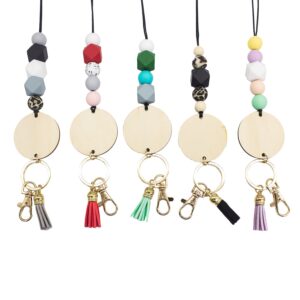 Wholesale Silicone Beaded Wooden Sign Acrylic Lanyard Keychain