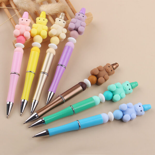 O1CN01gfzEVY1NrNlznxKqt_2214899881623-0-cib Wholesale Beaded Pens DIY Handmade Bear Silicone Beads Colorful Plastic Ballpoint Pen
