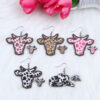 Wholesale Large Bull Head Small Bull Head Wood Earrings