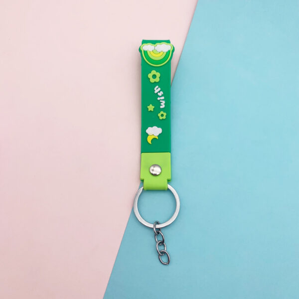 Wholesale Candy Color Rainbow Soft PVC Lanyard Keychains