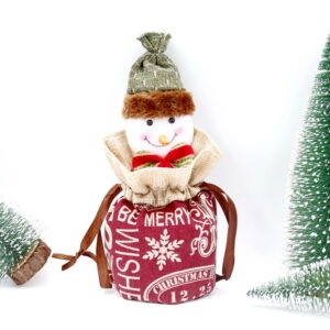 Ch-b22b drawstring burlap apple gift bag (snowman design)