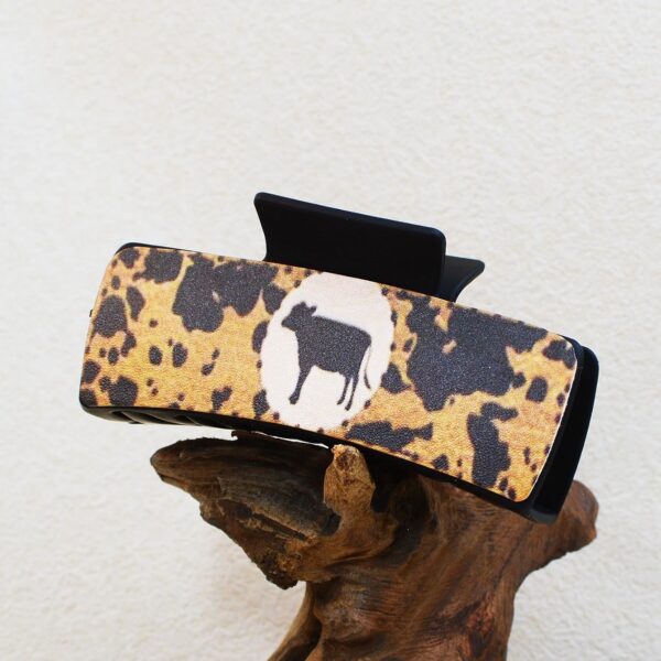 Wholesale Western Style Retro Leopard Print Cross Cow Print Plastic Hair Clip Shark Clip