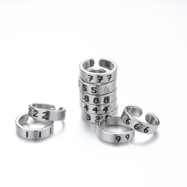 Wholesale Lucky Angel Numbers Stainless Steel Rings