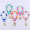 Wholesale Rainbow Silicone Beaded Wrist Keychain