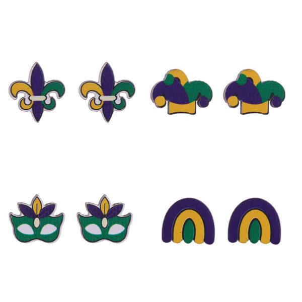 Wholesale Carnival Masquerade Party Clover  Mardi Gras Earrings