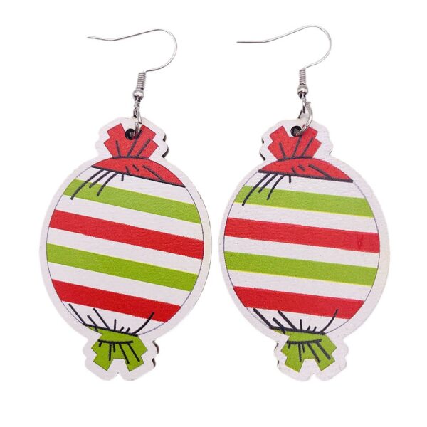 Wholesale Christmas Candy Cane Cane Wooden Earrings