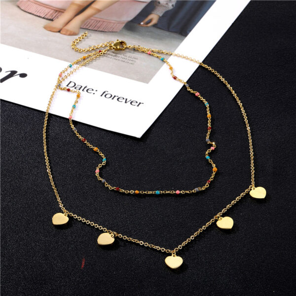O1CN01gnIh7G2BhVo7Oy3f4_2207598918370-0-cib Wholesale Double Layer Heart Shape Stainless Steel Necklaces