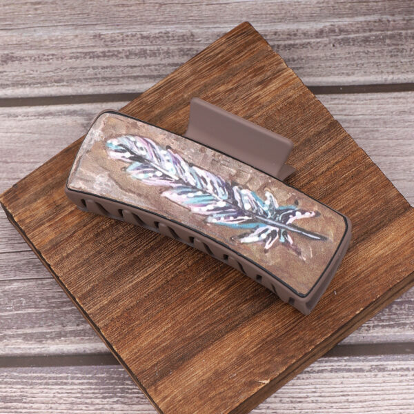 Wholesale Western Style Feather Leather Hairpin Shark Clip