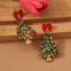 Wholesale Christmas Colored Christmas Tree Alloy Drip Oil Set Colorful Diamond Earrings