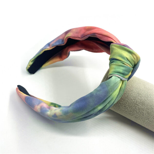 Wholesale Tie-dye Knotted Retro Style Colorful Geometric Rainbow Headband All-inclusive Headband