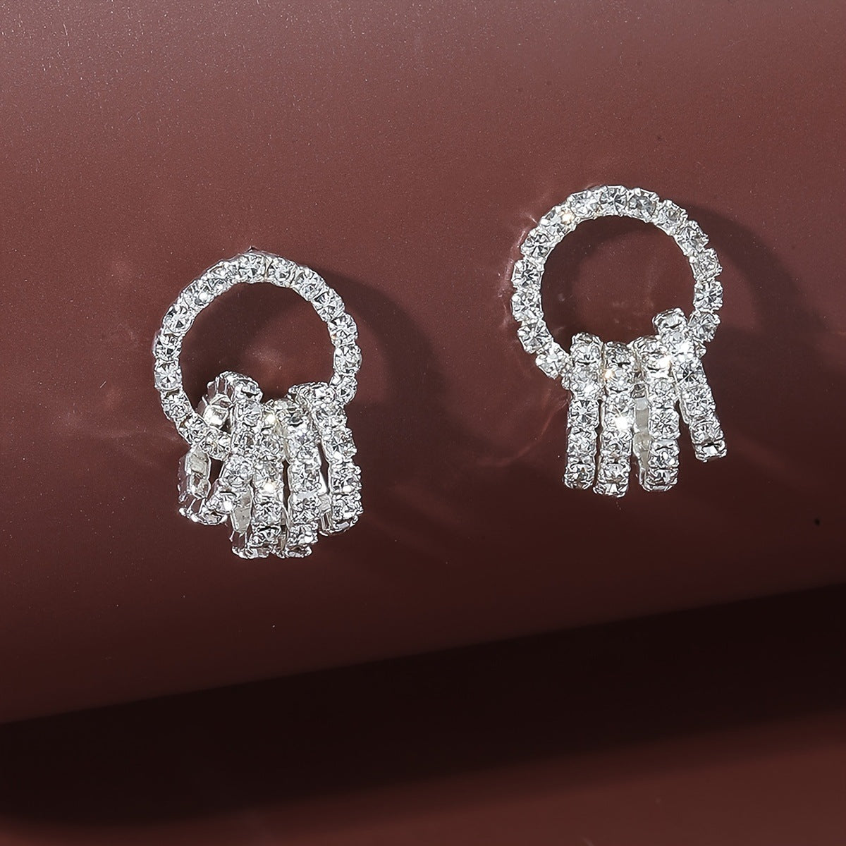 Wholesale Jewelry Rhinestone 5 Circle Alloy Earrings