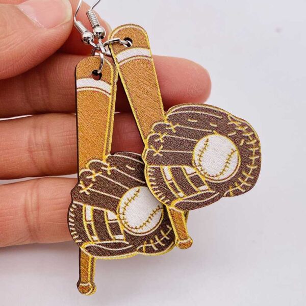 Wholesale Sports Baseball Football Wooden Earrings