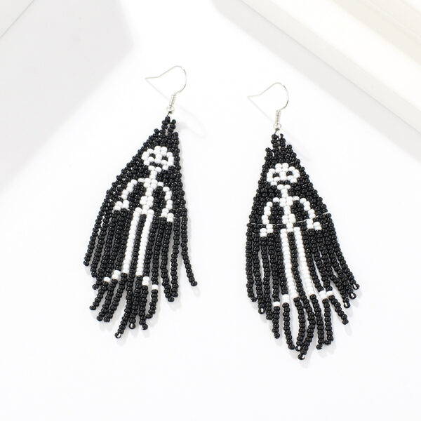 O1CN01got5DZ1q6Jh804AM1_2916055446-0-cib Wholesale Halloween Collection Tassel Handmade Rice Beads Skull Ghost Earrings
