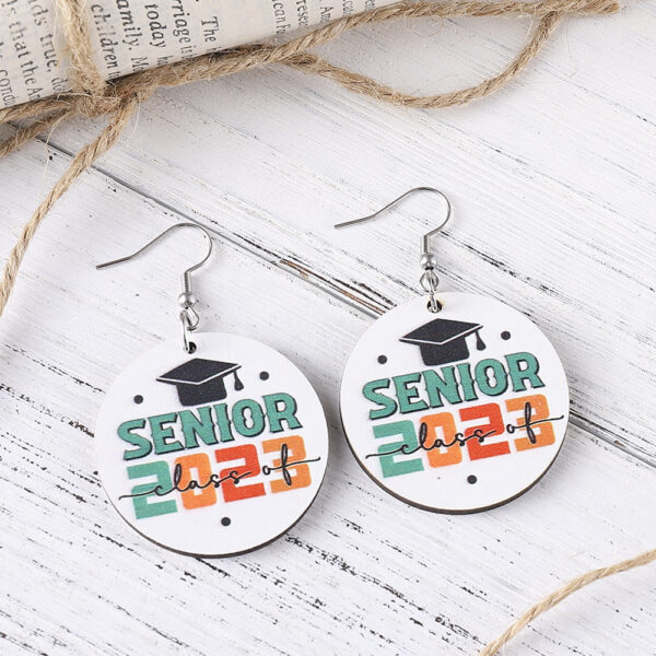 Wholesale Bachelor Hat Waterdrop Round Wooden Earrings