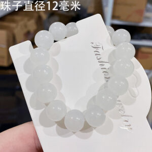 Ice transparent White 12mm monochrome gradient ice transparent glass bracelet