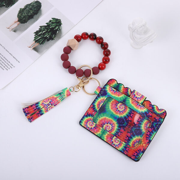 Wholesale Card Holder Pu Tassel Beads Bracelet Wallet Keychain