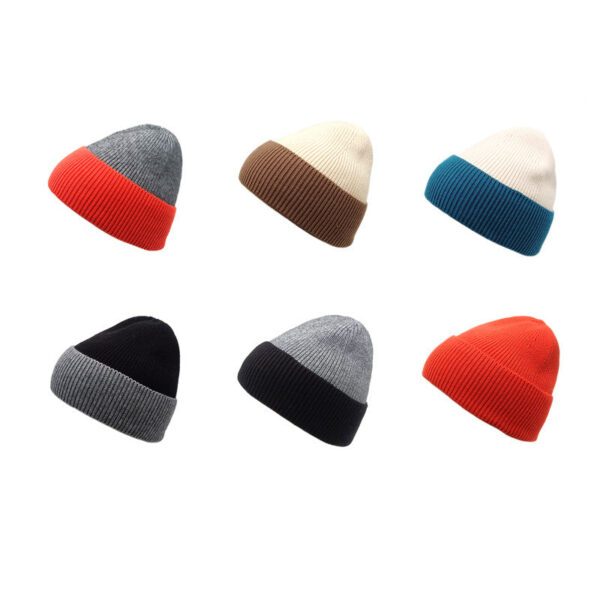 Wholesale Autumn and Winter New Color Matching Cold and Warm Knitted Acrylic Wool Hat