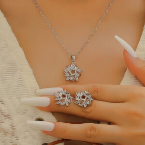 10 white k earrings + necklace