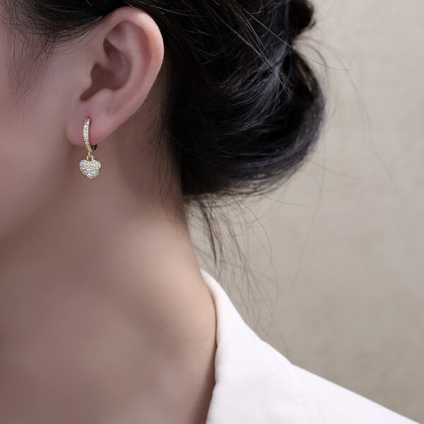 Wholesale Sterling Silver Heart Shaped Earrings Set with Diamonds Love Earrings