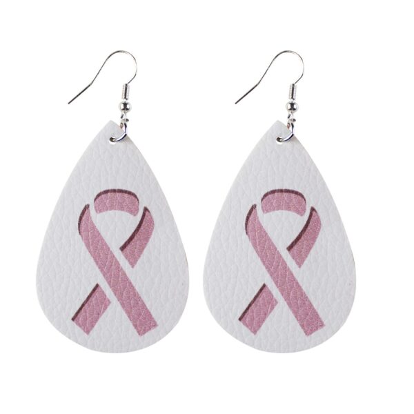 Wholesale Pink Ribbon Leather Earrings