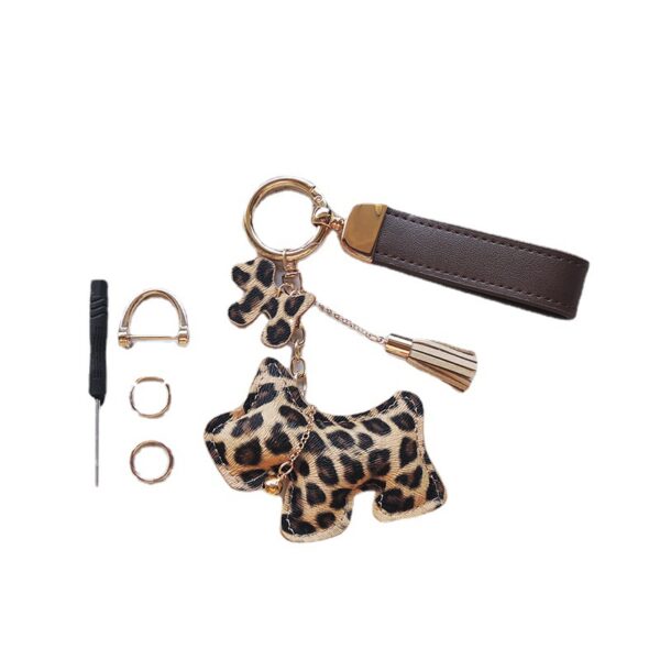 Wholesale PU Leopard Print Puppy Keychain