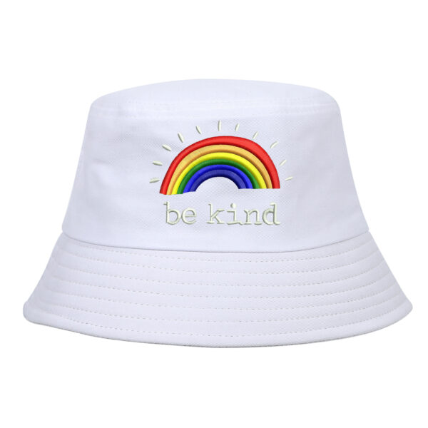 Wholesale be kind Rainbow Embroidery Cotton Fisherman Hat