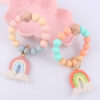Wholesale Cartoon Colorful Rainbow Tassel Silicone Bead Wrist Keychain