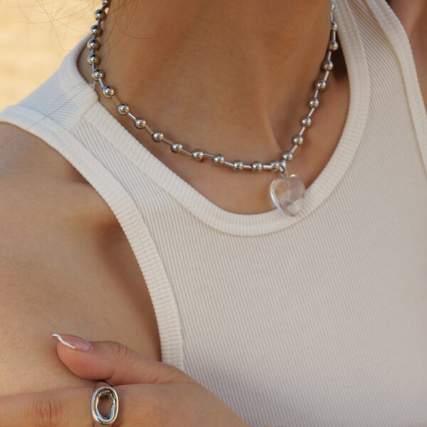 Wholesale Round Bead Heart Stainless Steel Necklaces