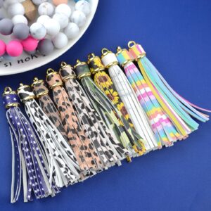 Wholesale Leopard Print PU Leather Tassel Printed Pendant Keychain Accessories