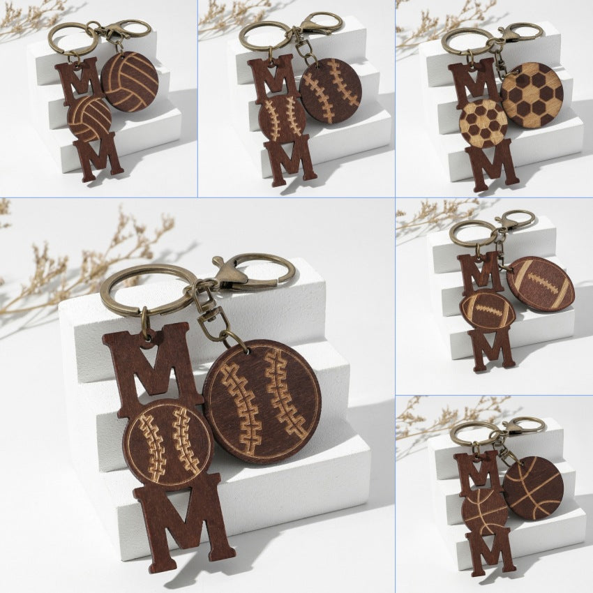 Wholesale Mother's Day Srts Ball Wooden Keychains