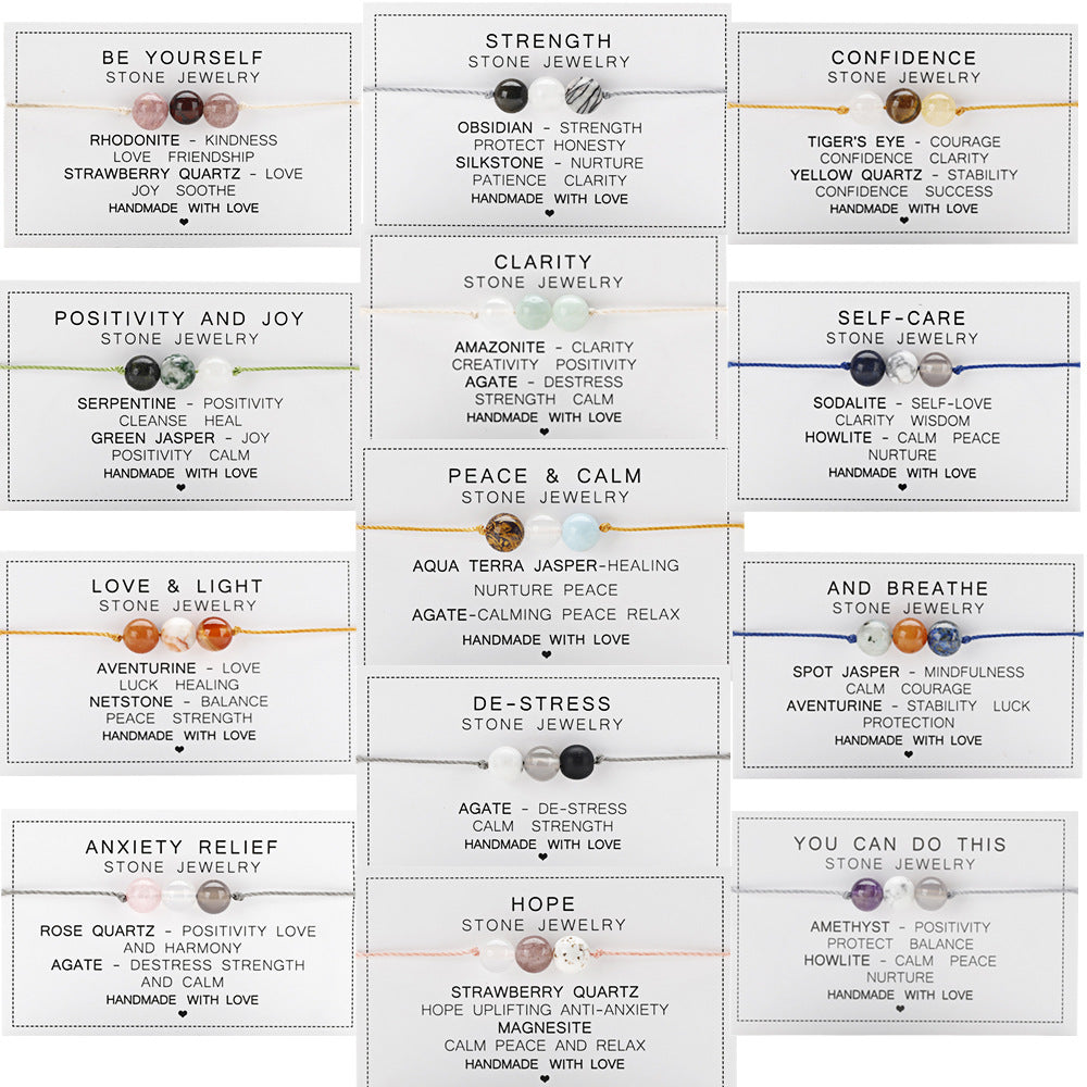 Wholesale Stone Beads Braided Amethyst Lapis Lazuli Strawberry Crystal Bracelet