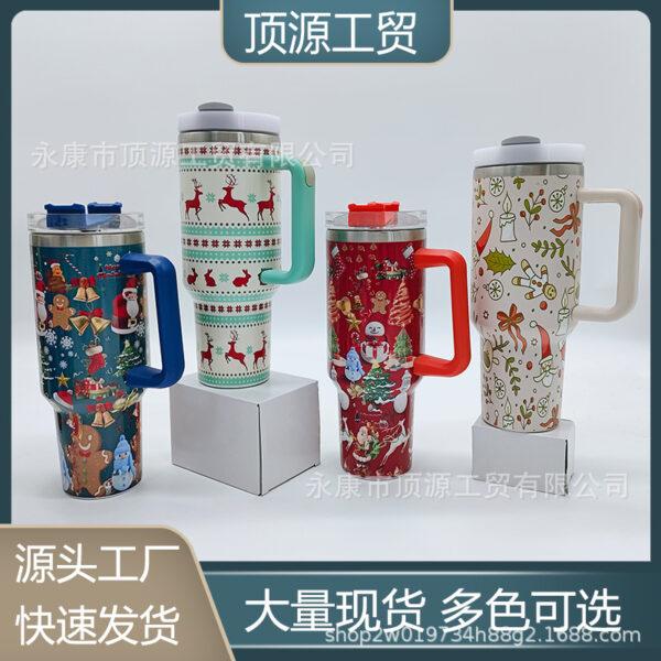 Wholesale Tumbler Christmas Stainless Steel Printed Car Straw Water Cups Ice Bullies Cup