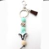 Wholesale Handmade Silicone Beads Cow Cartoon Tassel Bag DIY Keychain