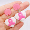 Wholesale Bow Pink Ribbon Women's Health Conscious Acrylic Earrings