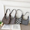 Wholesale Pu Checkerboard Baguette Underarm Bag