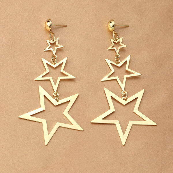 Wholesale of Multi-layer Pentagram Metal Earrings