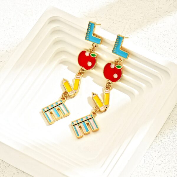 O1CN01h2mplv2ItbjQGGfRi_3828389344-0-cib Wholesale Metal Dripping Oil Campus Style LOVE Teachers Day Earrings