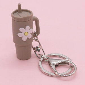 Grey flower flower cup key chain