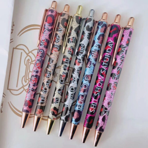 O1CN01h5AG6I1QcDMaRQfhE_3880241996-0-cib Wholesale Pens Funny Pens Leopard Print Metal Press Ball Pen Set