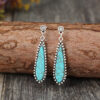 Wholesale Bohemian Retro Style Long Exaggerated Inlaid Turquoise Alloy Earrings