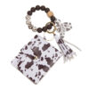 Wholesale MAMA Cow Pattern Card Bag Silicone Beaded Wrist Key Chain