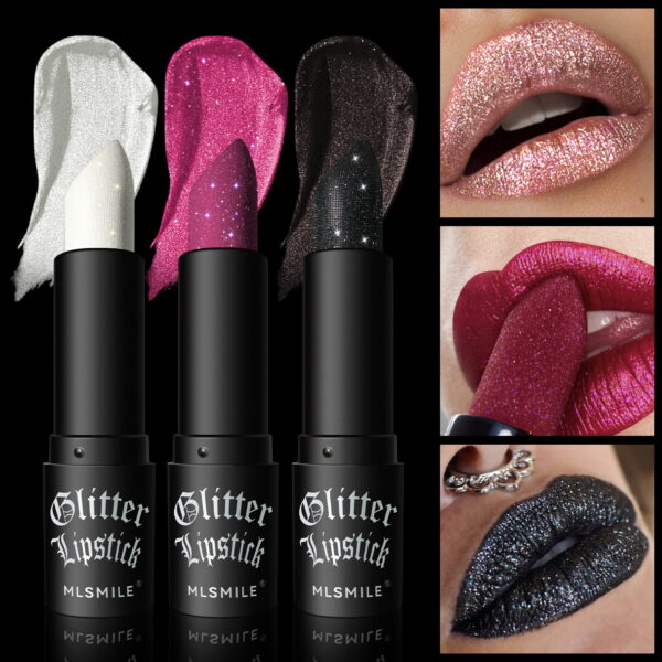 Wholesale MLSMILE Non-stick Glass Matte Lipstick Flash Diamond Lipstick Halloween Dark Vampire Makeup