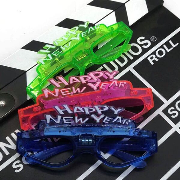 Wholesale of Happy New Year LED Plastic Luminous Glasses Toys