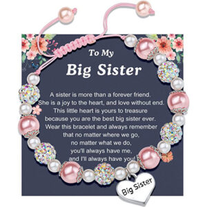 Lettering Big Sister + pink + Sister card
