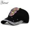 Wholesale Cotton Skull Embroidered Applique Diamond Baseball Cap
