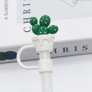 Solid Green White Cactus 10mm / Bag without straw