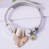 Wholesale DIY Stainless Steel Pearl Butterfly Crystal Beading Alloy Bracelet