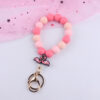 Wholesale Cartoon Valentine's Day Leopard Print Love Swan Silicone Beaded Wrist Keychain